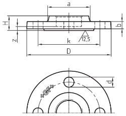 Bild von +GF+ 329 Gewindeflansch, gebohrt, 4 Loch, Dimension ″: 1/2", Art.Nr.: 770329204