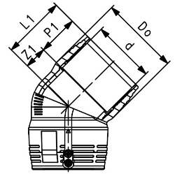 Bild von +GF+ ELGEF Plus Winkel 45° PE100 d75-180mm / SDR11, d mm: 75, Art.Nr.: 753151612