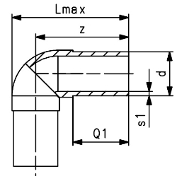 Bild von +GF+ ELGEF Plus Winkel 90° PE100 d20-315mm / SDR11 / Langschenklige Version, de mm: 25, Art.Nr.: 753101007