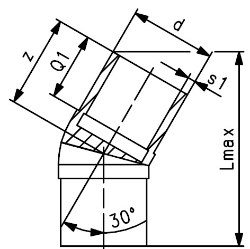 Bild von +GF+ ELGEF Plus Winkel 30° PE100 d32-315mm / SDR11 / Langschenklige Version, de mm: 40, Art.Nr.: 753120909