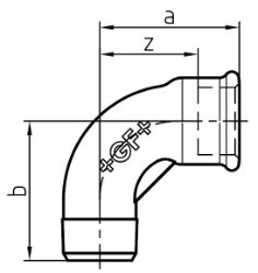 Bild von +GF+ 1a Bogen 90°, kurz, ISO/EN D4, Dimension ″: 21/2", Art.Nr.: 770011110