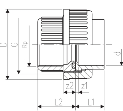 Bild von +GF+ Übergangsverschraubung PVC-U metrisch Rp, Grösse: 20‑ 1/2", Art.Nr.: 721510206