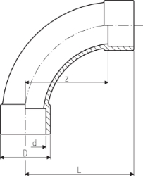 Bild von +GF+ Bogen 90° PVC metrisch, Grösse: 63, Art.Nr.: 721000111