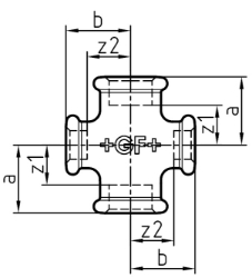 Bild von +GF+ 180 Kreuz, reduziert, ISO/EN C1, Dim. (1-2): 1" ‑ 1/2", Art.Nr.: 770180216