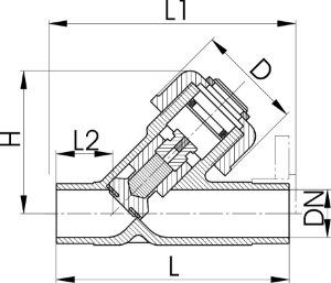 Bild von +GF+ Schrägsitz-Rückschlagventil Typ 303 PVC-U Mit Klebestutzen metrisch, Grösse: 16, Art.Nr.: 161303005