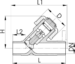 Bild von +GF+ Schrägsitz-Rückschlagventil Typ 303 PVC-U Mit Klebestutzen metrisch, Grösse: 40, Art.Nr.: 161303009