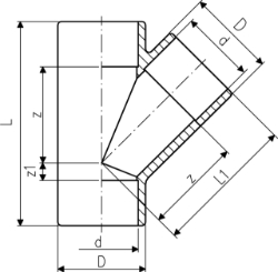 Bild von +GF+ T 45° egal PVC-U metrisch, Grösse: 75, Art.Nr.: 721250112