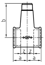 Bild von +GF+ 137 T-Stück für Verteilbatterie, Abzweig reduziert, Dim. (1-2): 11/4" ‑ 1", Art.Nr.: 770137217