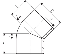 Bild von +GF+ PROGEF Standard Winkel 45° (PN10), Grösse: 16, Art.Nr.: 727150105