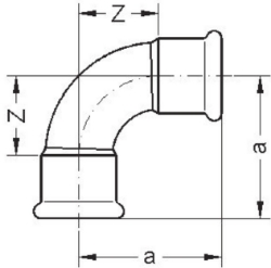 Bild von +GF+ PRESS-FIT Wasser Bogen 90° Kupfer, d mm: 76, Art.Nr.: 767600211