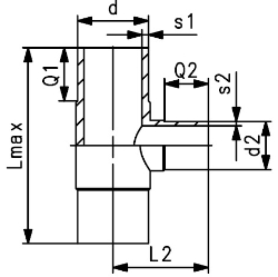 Bild von +GF+ ELGEF Plus T 90° reduziert PE100 d63-d315mm / SDR11 / Langschenklige Version, d mm: 63, Art.Nr.: 753201022