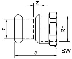 Bild von +GF+ PRESS-FIT Wasser Übergangsnippel Siliziumbronze, d mm: 12, Art.Nr.: 767627204