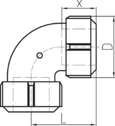 Bild von +GF+ PRIMOFIT Winkel 90° verzinkt Für PE/PE-Xa-Rohr, Dimension ″: 3/4", Art.Nr.: 775402502