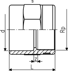 Bild von +GF+ PROGEF Standard Übergangs-Muffe Metrisch Rp (PN10), Grösse: 25‑ 3/4", Art.Nr.: 727910207