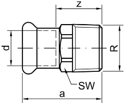 Bild von +GF+ PRESS-FIT Wasser Übergangsnippel Siliziumbronze, d mm: 12, Art.Nr.: 767627104