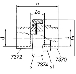 Bild von +GF+ Serie 7000 Lötfittings Verschraubung, d mm: 22, Art.Nr.: 767330009