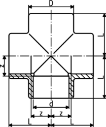 Bild von +GF+ Kreuz PVC-U metrisch, Grösse: 40, Art.Nr.: 721300109