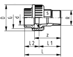 Bild von +GF+ Übergangsverschraubung PVC-U/Messing metrisch R, d mm: 25, Art.Nr.: 721550957