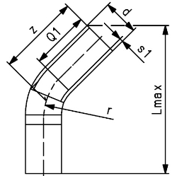 Bild von +GF+ ELGEF Plus Bogen 45° PE100 d32-900mm / SDR11 / langschenklige Version, de mm: 40, Art.Nr.: 753051009