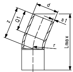 Bild von +GF+ ELGEF Plus Bogen 22° PE100 d32-900mm / SDR17 / Langschenklige Version, de mm: 225, Art.Nr.: 753080820