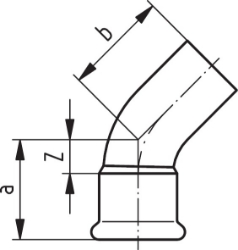 Bild von +GF+ PRESS-FIT Wasser Bogen 45° Kupfer, d mm: 22, Art.Nr.: 767604006