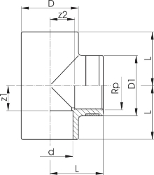 Bild von +GF+ PROGEF Standard T 90° Metrisch Rp (PN10), Grösse: 32‑1", Art.Nr.: 727200208