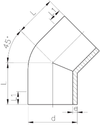 Bild von +GF+ PROGEF Standard Winkel 45° SDR11/PN10, Grösse: 32, Art.Nr.: 727158508