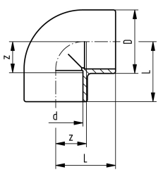 Bild von +GF+ SYGEF Standard Winkel 90° PN16, Grösse: 20, Art.Nr.: 735100106