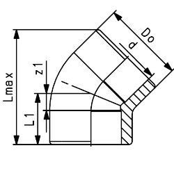 Bild von +GF+ ecoFIT Winkel 45° PE80 d20-110mm, Grösse: 20, Art.Nr.: 733150106