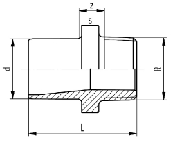 Bild von +GF+ SYGEF Standard Übergangsnippel Aussengewinde metrisch R PN16, Grösse: 16‑ 3/8", Art.Nr.: 735910505