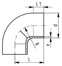 Bild von +GF+ SYGEF Standard Bogen 90° SDR21/PN16, Grösse: 200, Art.Nr.: 735018719