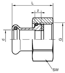 Bild von +GF+ PRESS-FIT Wasser Einlegeteil mit Mutter Siliziumbronze, d mm: 15, Art.Nr.: 767635905