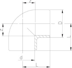 Bild von +GF+ INSTAFLEX Winkel 90° PB, d mm: 16, Art.Nr.: 761066600