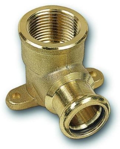 Bild von +GF+ PRESS-FIT Wasser Winkel mit 2-Flügelflansch Siliziumbronze, d mm: 12, Art.Nr.: 767647204