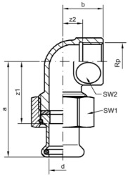 Bild von +GF+ PRESS-FIT Wasser Winkelverschraubung Siliziumbronze, d mm: 18, Art.Nr.: 767609705