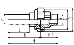 Bild von +GF+ INSTAFLEX Übergangs-Verschraubung PB/Messing Mit Stutzen für Elektroschweissen und Muffenschweissen / Aussengewinde, d mm: 20, Art.Nr.: 760857201